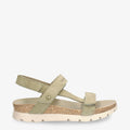 Selma sandalias de piel con forro interior de piel. kaki
