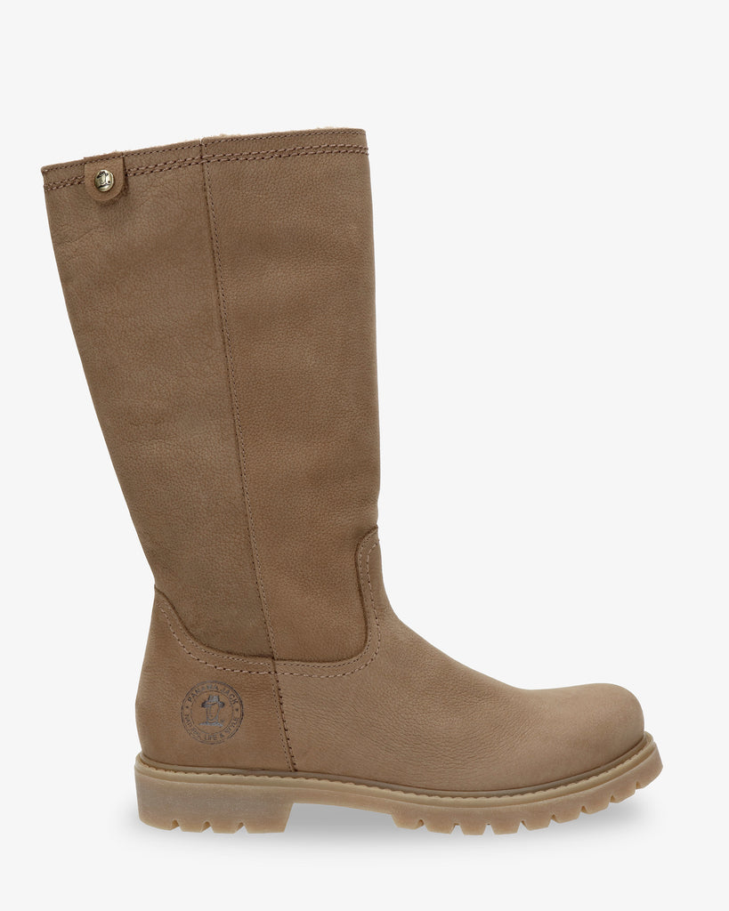 Bambina botas de piel con forro interior de pelo. taupe
