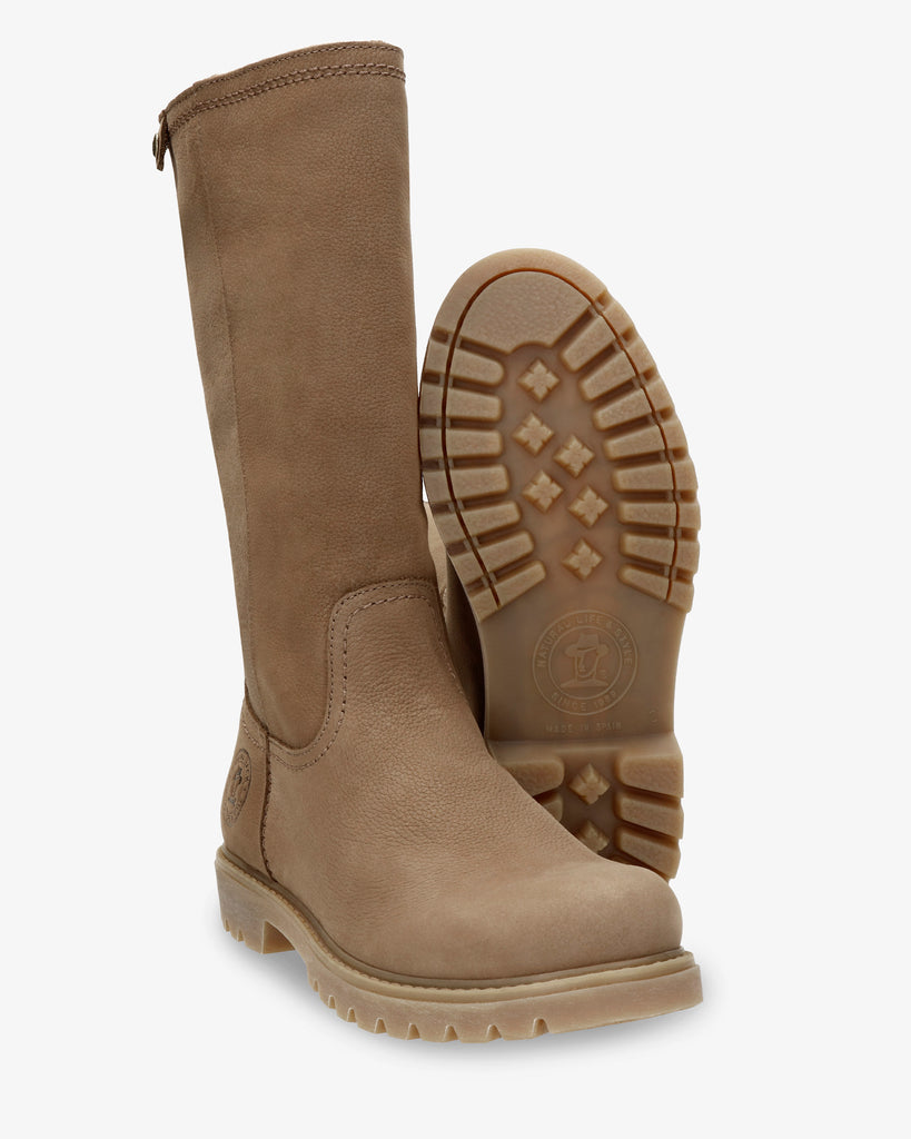 Bambina botas de piel con forro interior de pelo. taupe