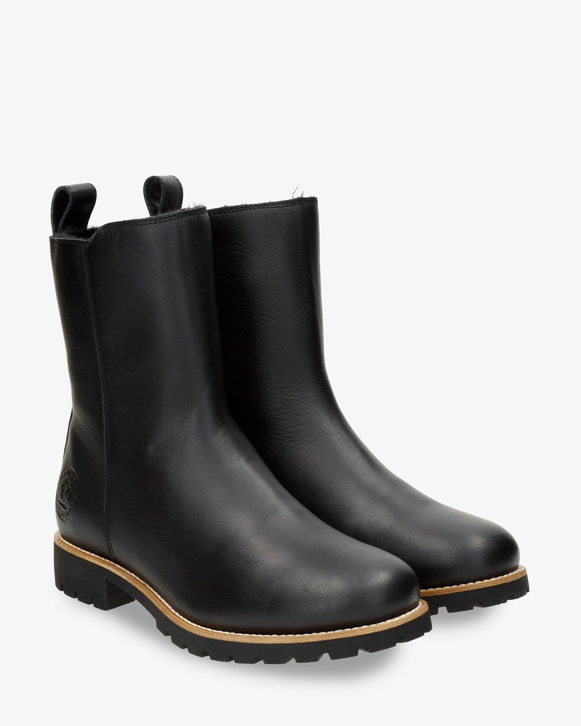 Beca Trav botas de piel con forro interior de pelo. negro