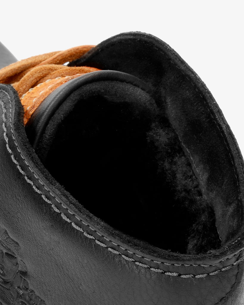 Bota Panama Igloo botines de piel con forro interior de pelo natural. negro