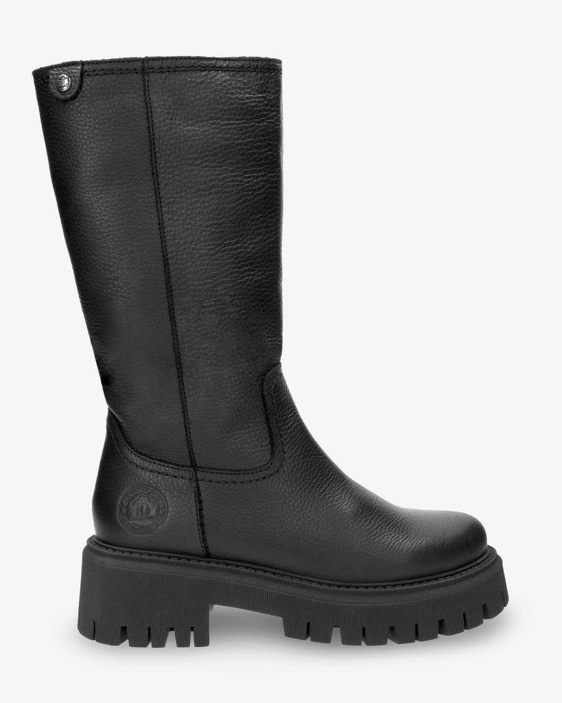 Charlotte botas de piel con forro interior de pelo. negro