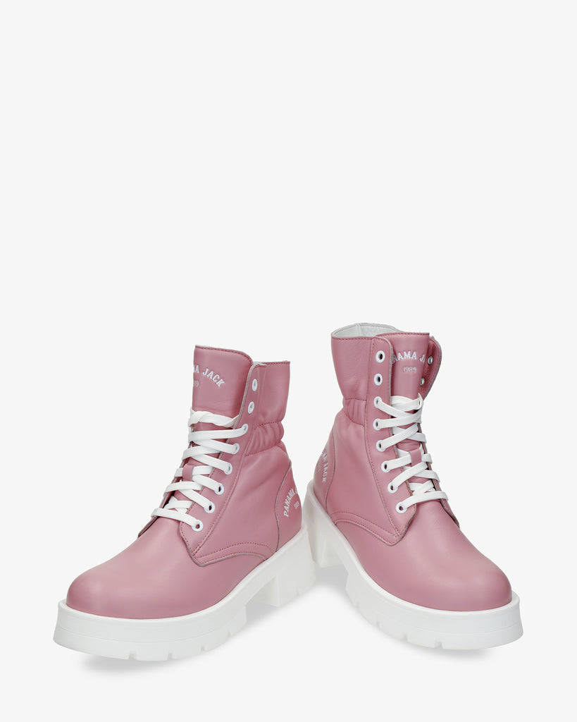 Clementine botas de piel con forro interior de piel. rosa