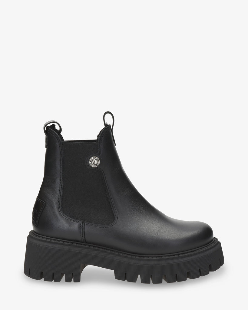 Cyntia Igloo botas de piel con forro interior de pelo natural. negro