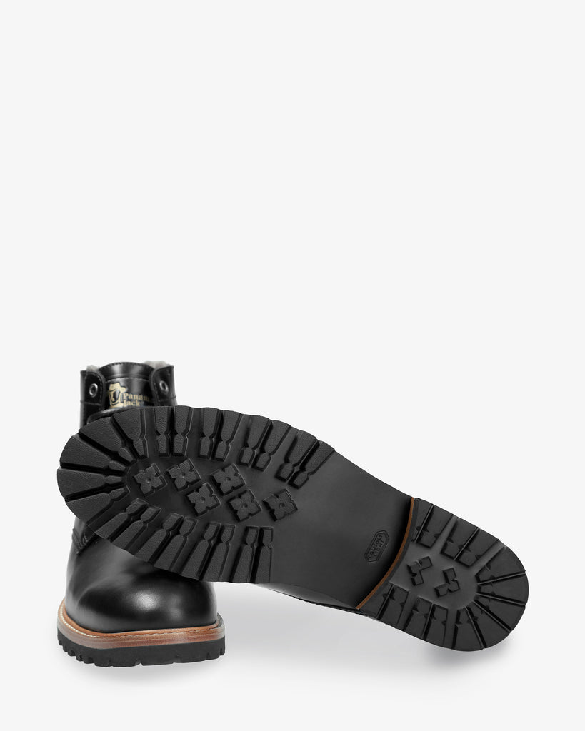 Emery Igloo botines de piel con forro interior de pelo natural. negro