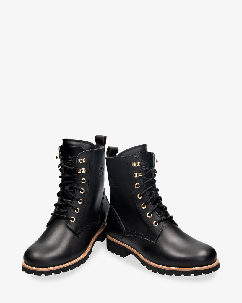 Fara Igloo Trav botas de piel con forro interior de pelo natural. negro