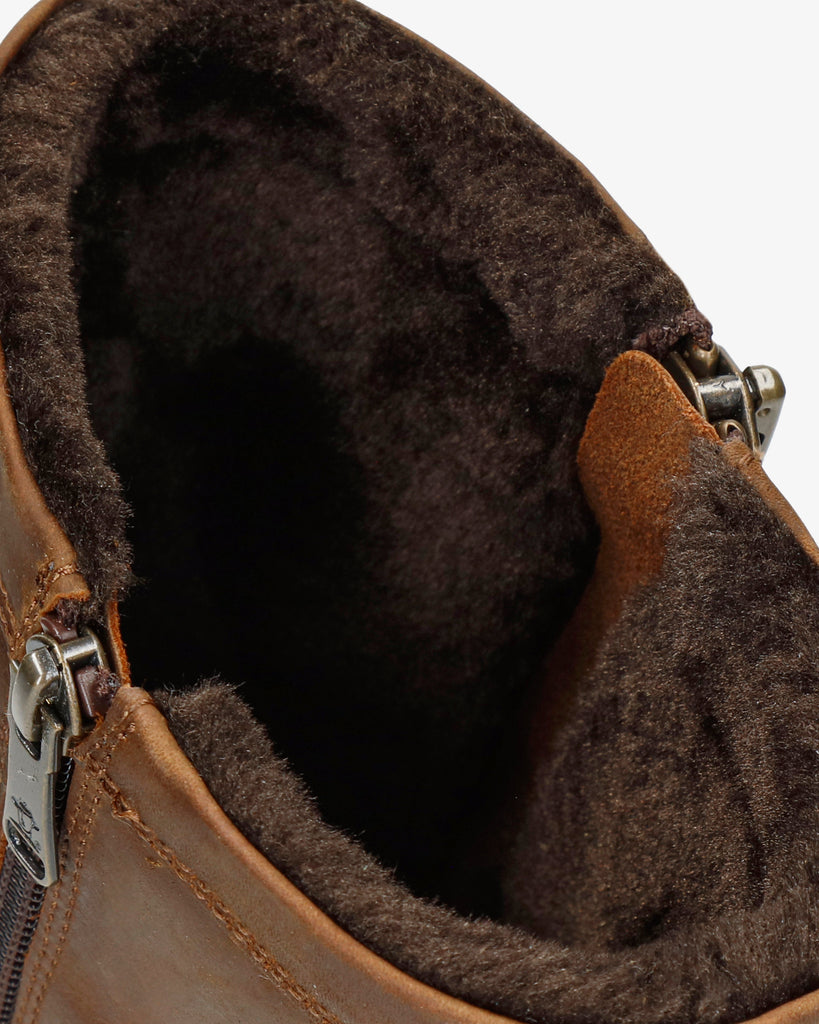 Faruk botas de piel con forro interior de pelo. cuero