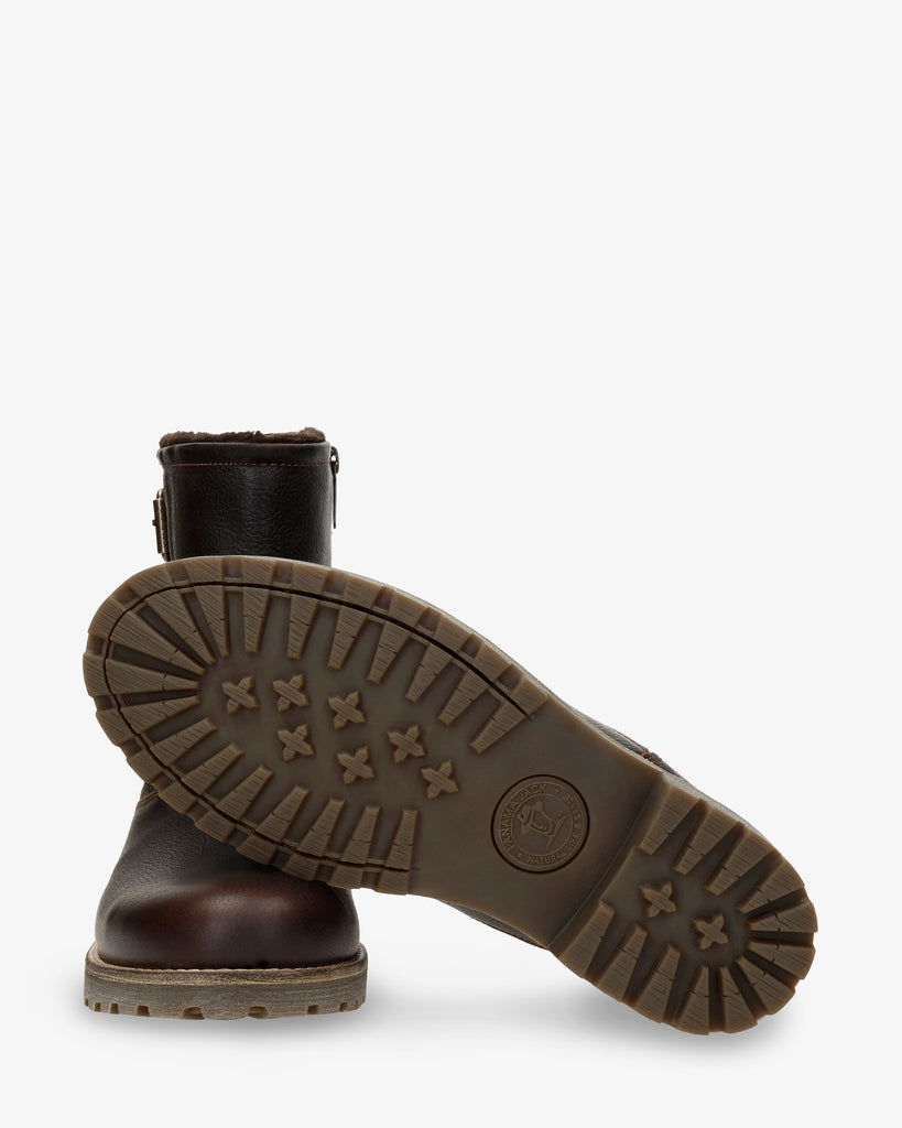 Faust botas de piel con forro interior de pelo. castaño