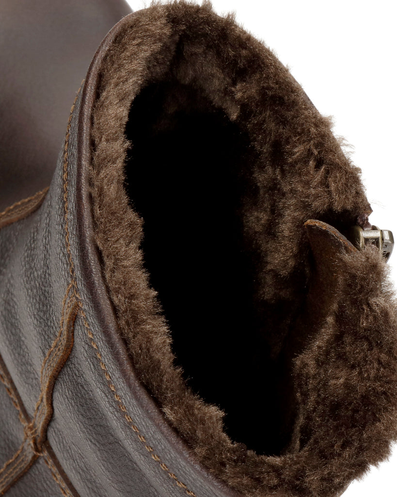 Fedrik botas de piel con forro interior de pelo. castaño