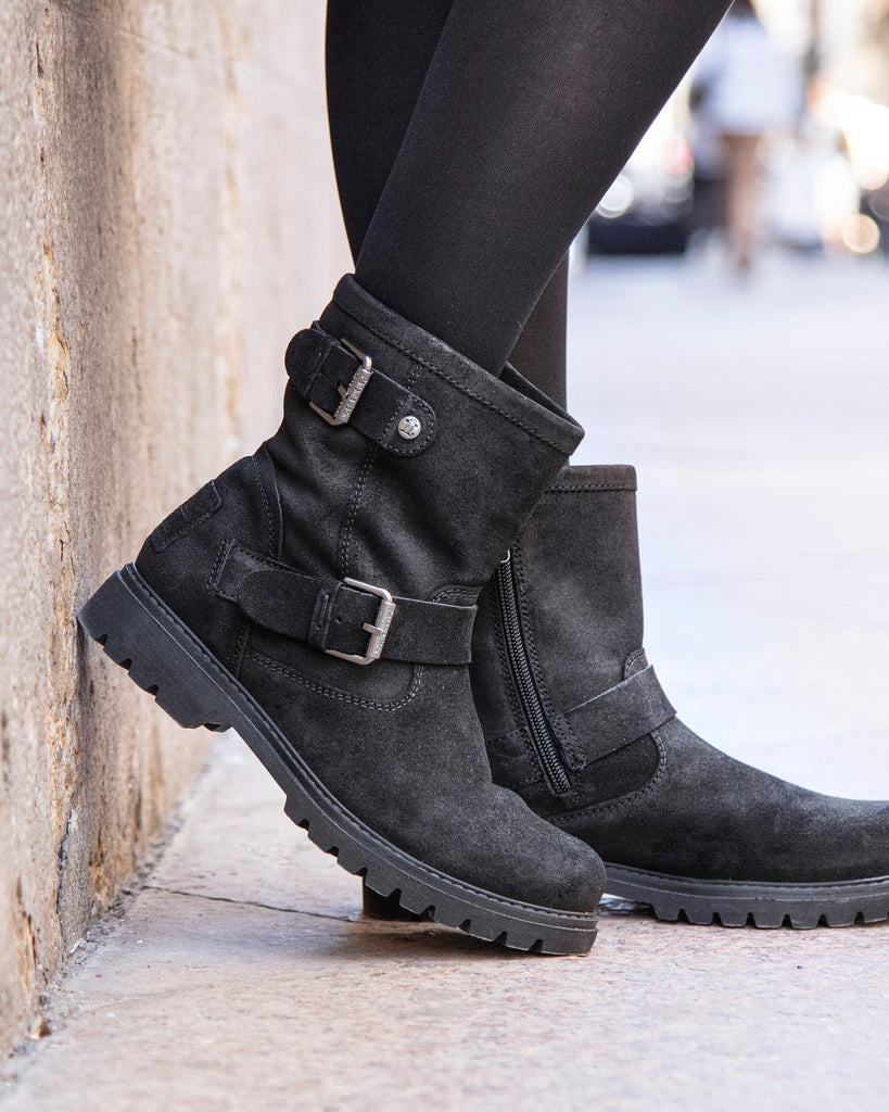 Felina botas de piel con forro interior de piel. negro