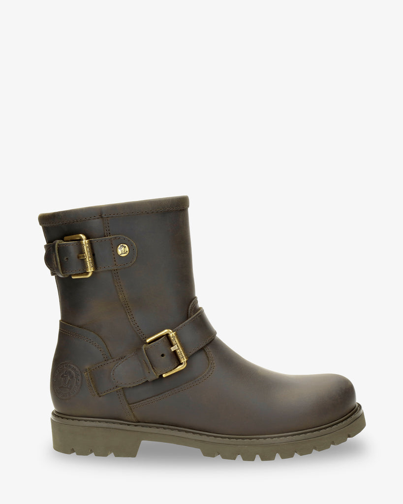 Felina Igloo botas de piel con forro interior de pelo natural. kaki