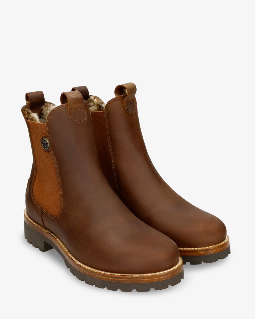 Francesca botas de piel con forro interior de pelo. cuero