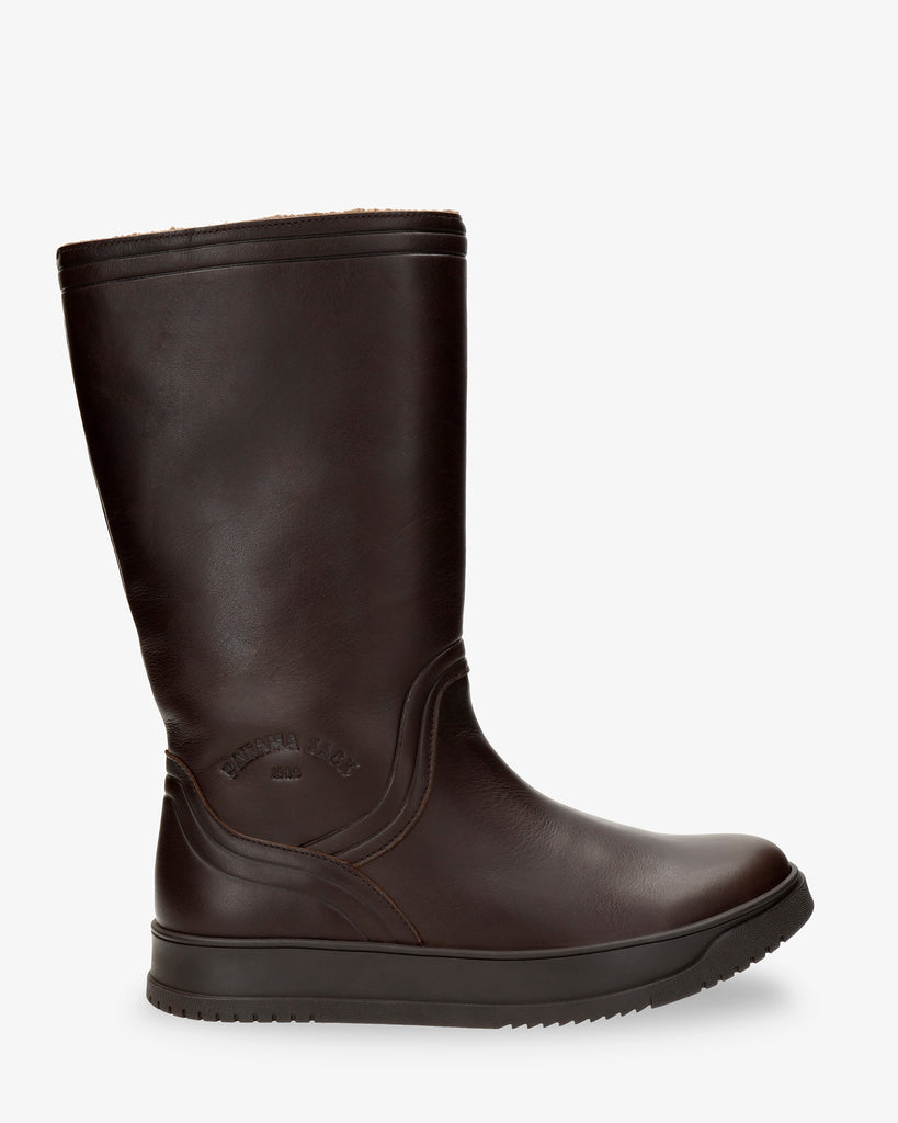 Gisell botas de piel con forro interior de pelo. marron