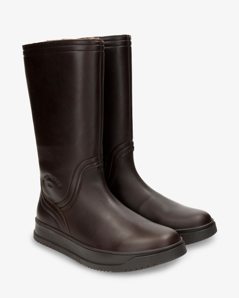 Gisell botas de piel con forro interior de pelo. marron