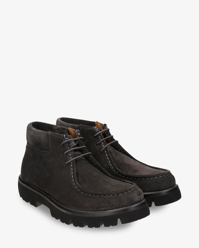 Lucca botín de piel con forro interior de piel. gris