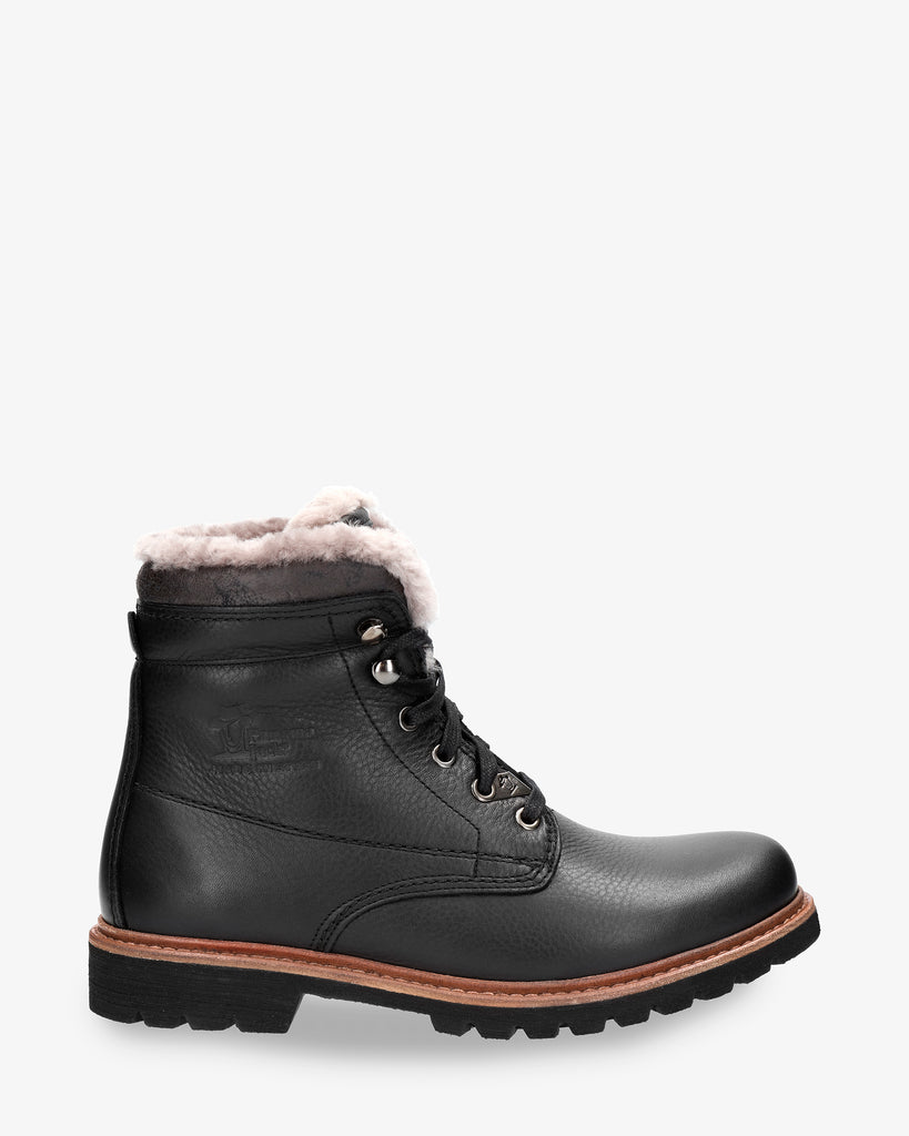 P03 Aviator Igloo botas de piel con forro interior de pelo natural. negro