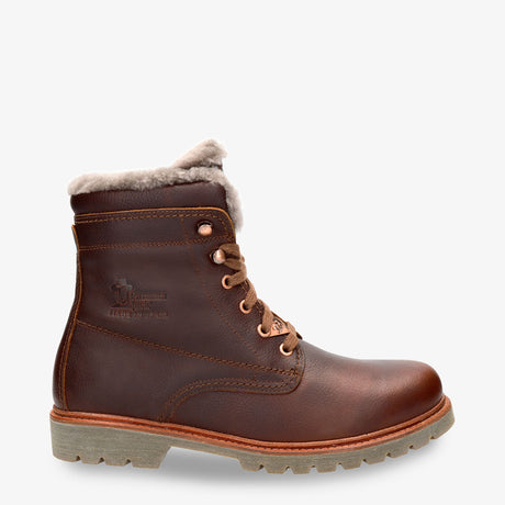 P03 Aviator Igloo botas de piel con forro interior de pelo natural. castaño
