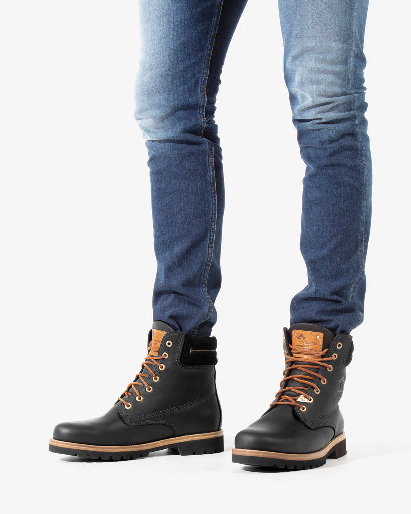 Panama 03 botas de piel con forro interior de piel. negro