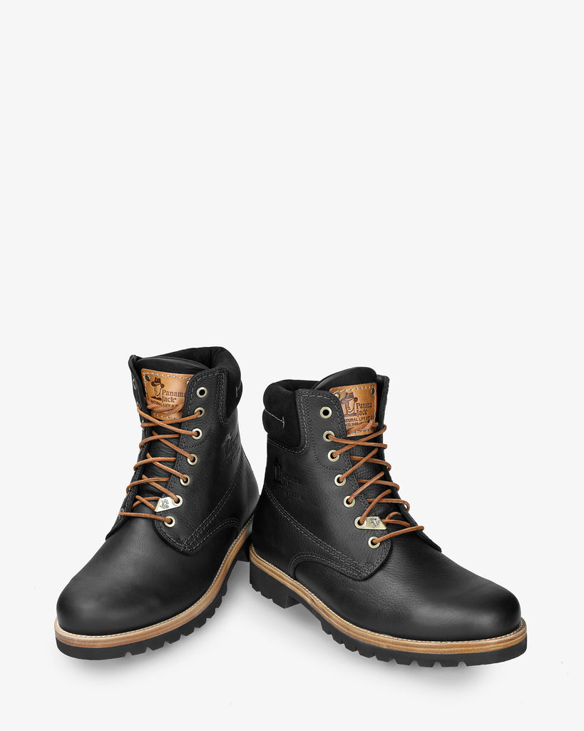 Panama 03 botas de piel con forro interior de piel. negro