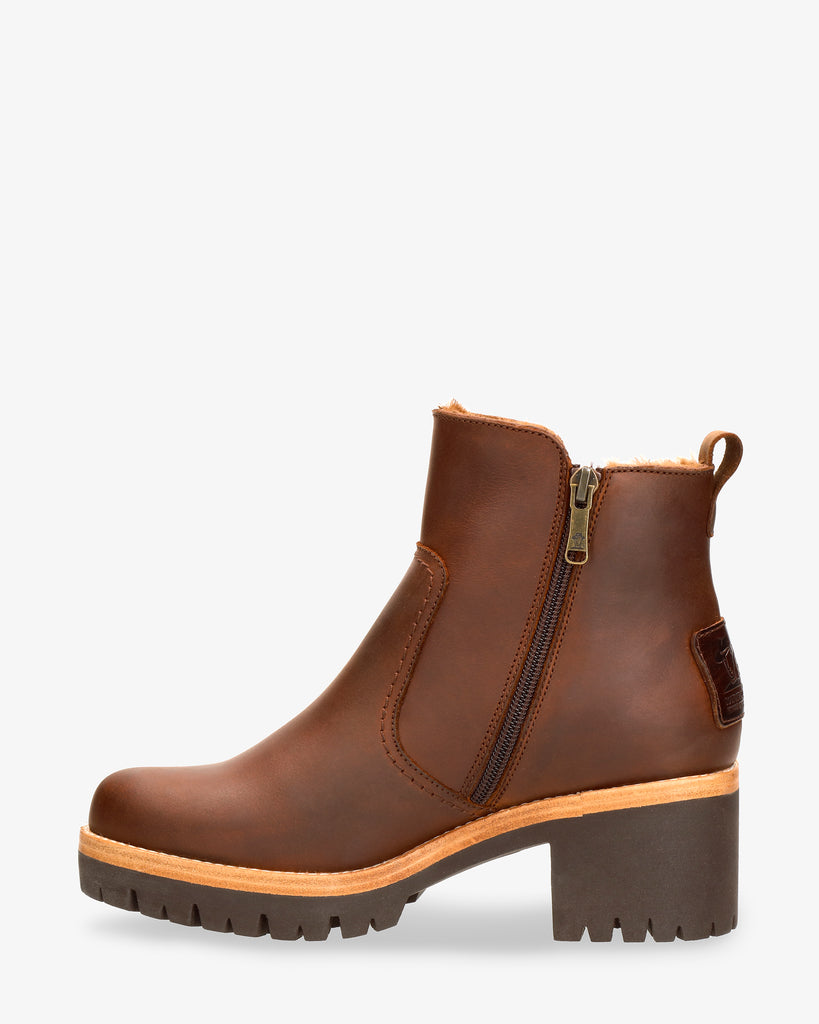 Pauline Igloo botines de piel con forro interior de pelo natural. cuero