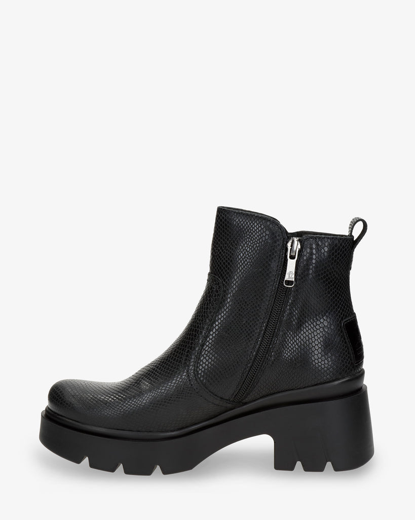 Phuket botín de piel con forro interior de piel. negro