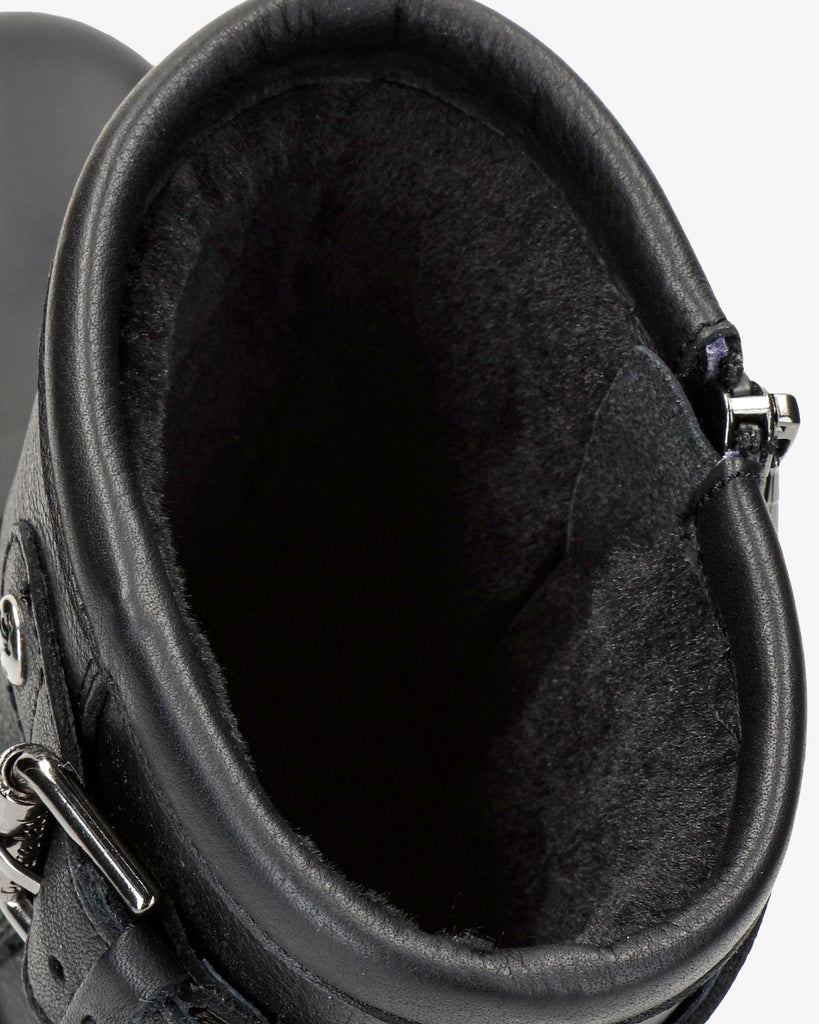 Raily Igloo botas de piel con forro interior de pelo natural. negro