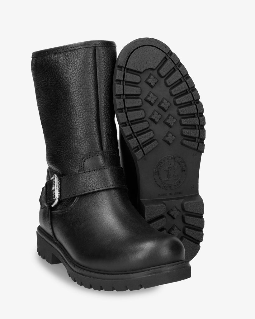 Singapur botas de piel con forro interior de pelo. negro