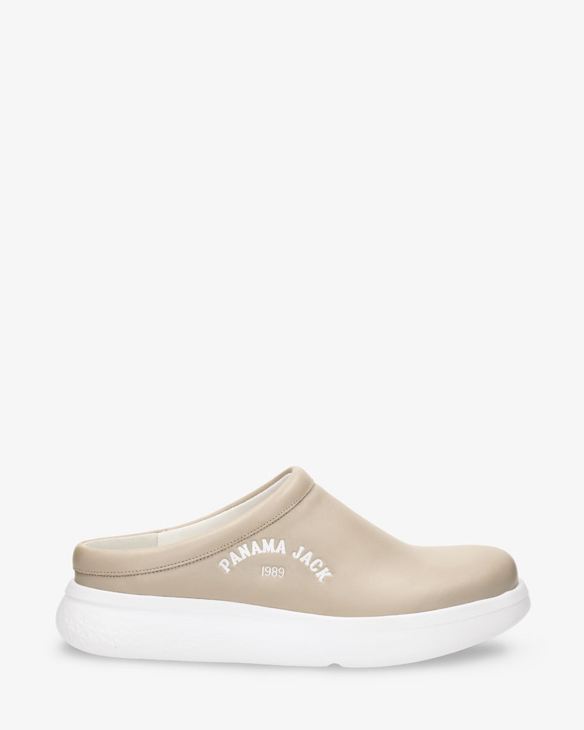 Yeray zueco de piel con forro interior de piel. taupe